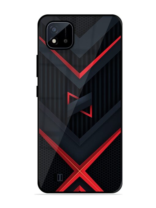 Red Gray Abstract Glossy Metal Phone Cover for Realme C20