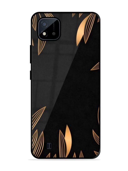 Golden Leaf Pattern Glossy Metal Phone Cover for Realme C20