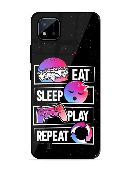 Eat Sleep Play Repeat Glossy Metal Phone Cover for Realme C20