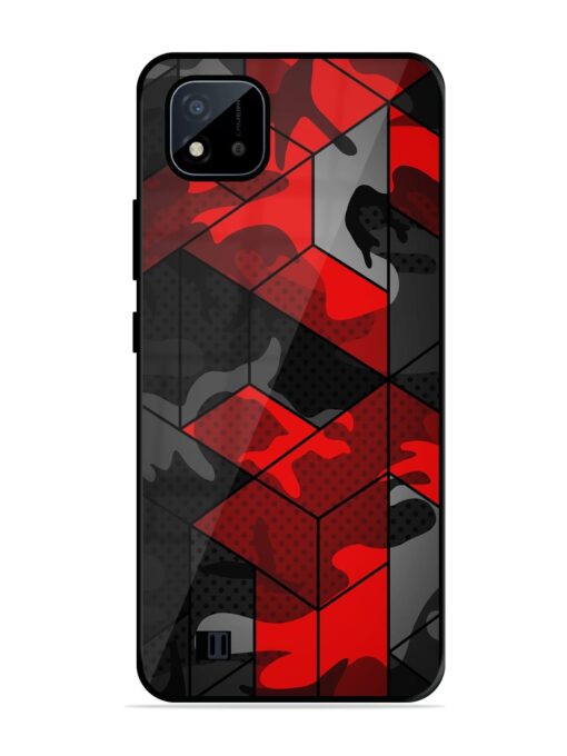 Royal Red Camouflage Pattern Glossy Metal Phone Cover for Realme C20