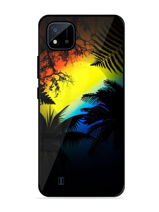 Colorful Sunset With Palm Trees Glossy Metal Phone Cover for Realme C20