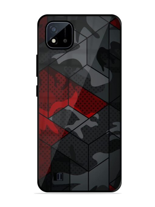 Red And Grey Pattern Glossy Metal Phone Cover for Realme C20