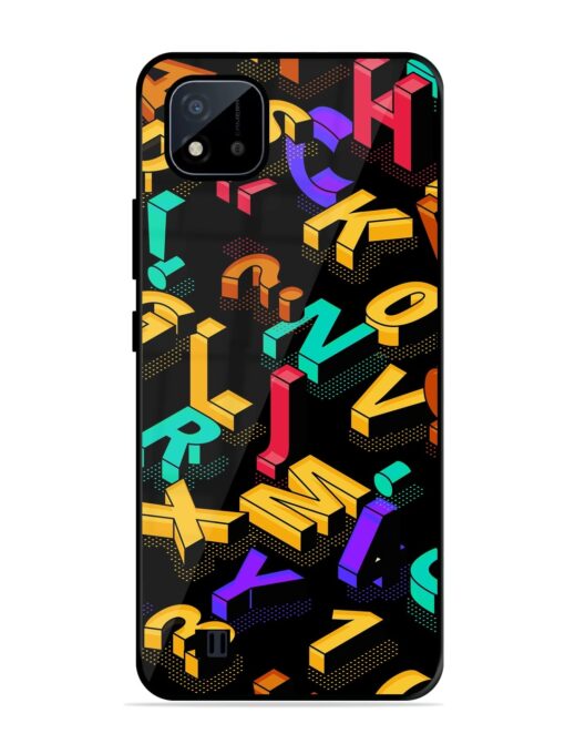 Seamless Pattern With Letters Glossy Metal Phone Cover for Realme C20