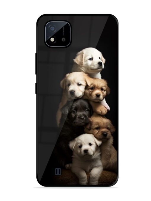 Cute Baby Dogs Glossy Metal Phone Cover for Realme C20 Zapvi