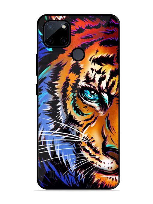 Colorful Lion Art Glossy Metal Phone Cover for Realme C21Y