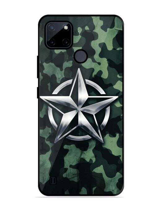 Indian Army Star Design Glossy Metal Phone Cover for Realme C21Y Zapvi