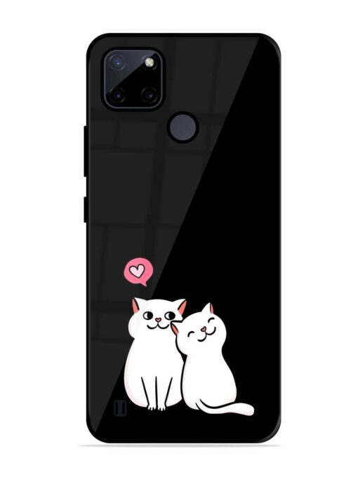 Cat Love Glossy Metal Phone Cover for Realme C21Y Zapvi