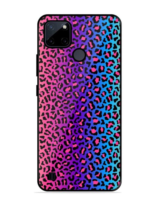 Colorful Leopard Seamless Glossy Metal Phone Cover for Realme C21Y