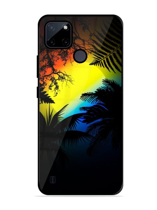 Colorful Sunset With Palm Trees Glossy Metal Phone Cover for Realme C21Y