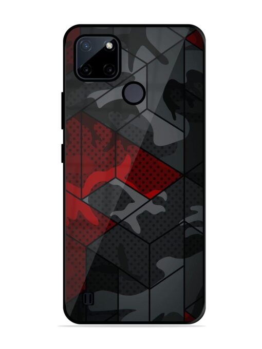 Red And Grey Pattern Glossy Metal Phone Cover for Realme C21Y Zapvi