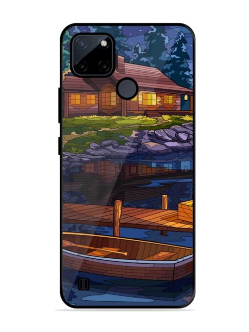 Village Night Scene Glossy Metal Phone Cover for Realme C21Y Zapvi