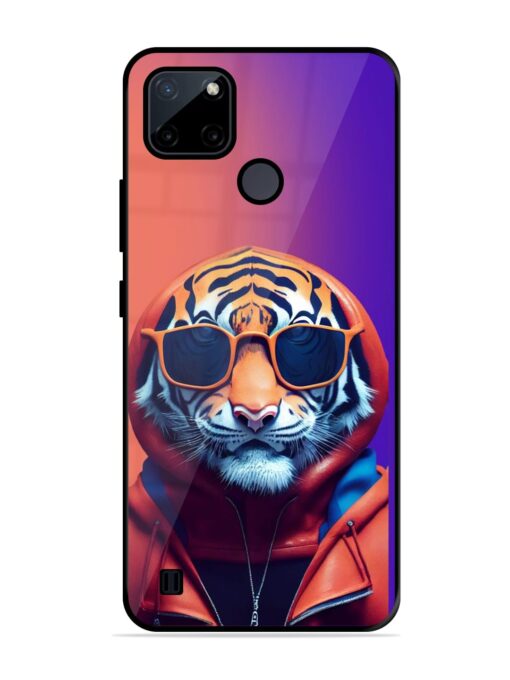 Tiger Animation Glossy Metal Phone Cover for Realme C21Y Zapvi