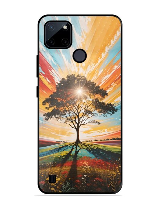 Abstract Tree Colorful Art Glossy Metal Phone Cover for Realme C21Y