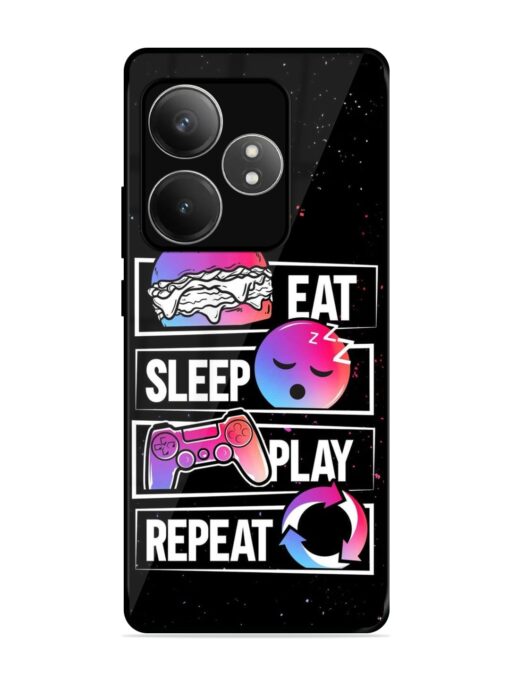 Eat Sleep Play Repeat Glossy Metal Phone Cover for Realme Gt 6T (5G) Zapvi