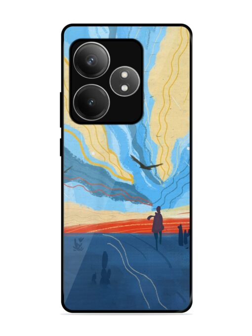 Minimal Abstract Landscape Glossy Metal Phone Cover for Realme Gt 6T (5G) Zapvi