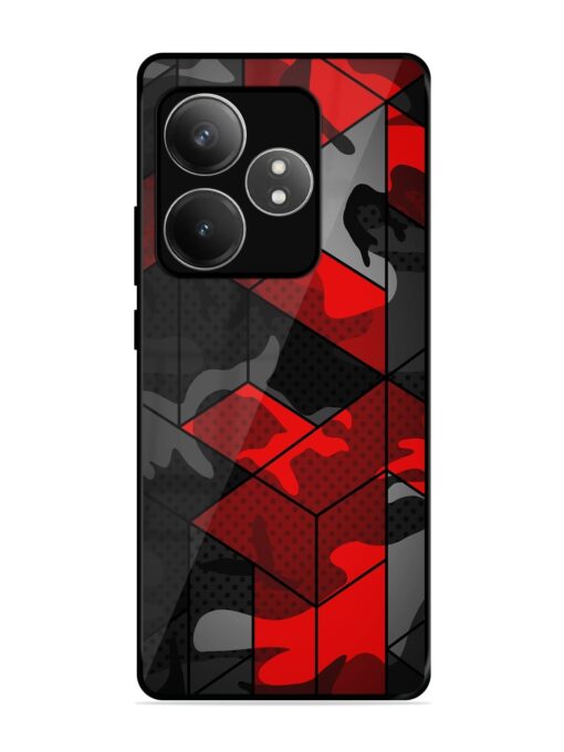 Royal Red Camouflage Pattern Glossy Metal Phone Cover for Realme Gt 6T (5G) Zapvi