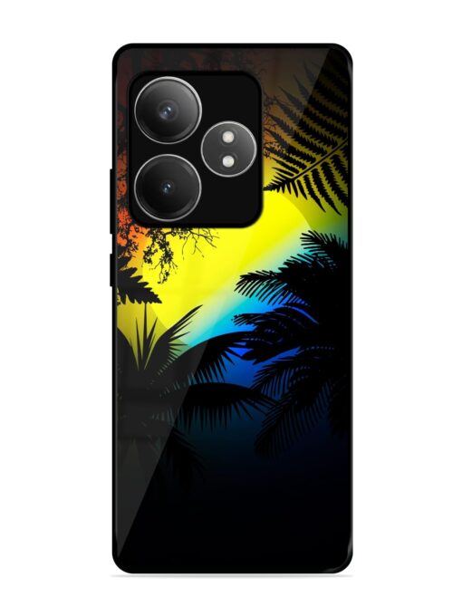 Colorful Sunset With Palm Trees Glossy Metal Phone Cover for Realme Gt 6T (5G) Zapvi