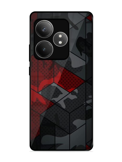 Red And Grey Pattern Glossy Metal Phone Cover for Realme Gt 6T (5G) Zapvi