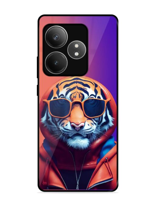 Tiger Animation Glossy Metal Phone Cover for Realme Gt 6T (5G)