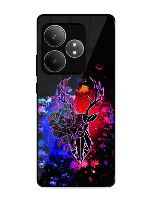 Floral Deer Art Glossy Metal Phone Cover for Realme Gt 6T (5G) Zapvi