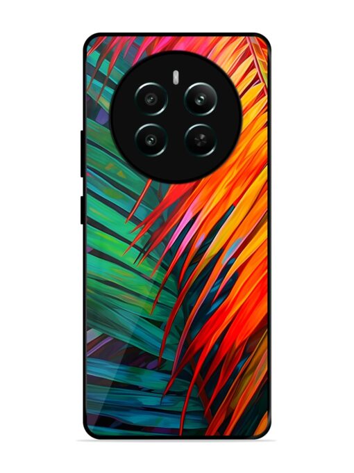 Painted Tropical Leaves Glossy Metal Phone Cover for Realme Narzo 70 (5G) Zapvi