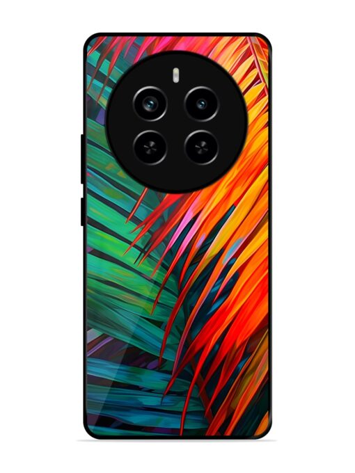 Painted Tropical Leaves Glossy Metal Phone Cover for Realme P1 Pro (5G)