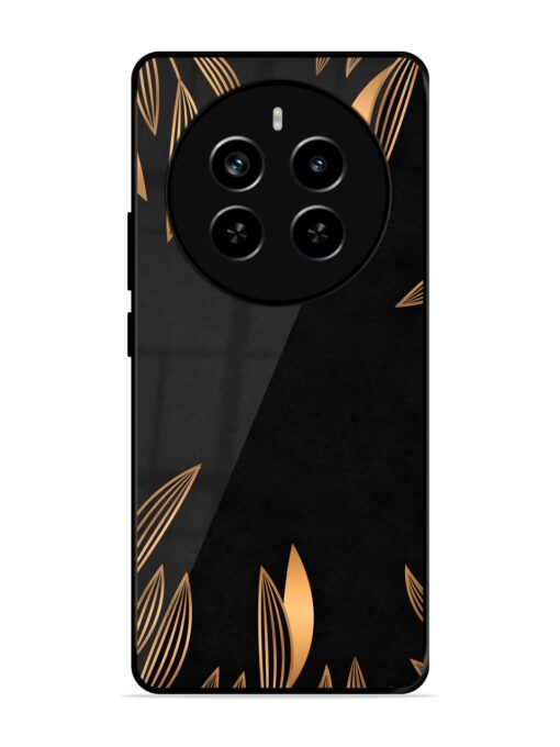 Golden Leaf Pattern Glossy Metal Phone Cover for Realme P1 Pro (5G) Zapvi