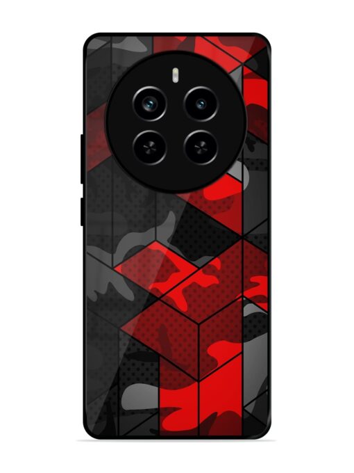 Royal Red Camouflage Pattern Glossy Metal Phone Cover for Realme P1 Pro (5G)