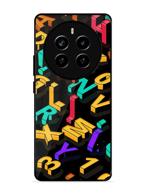 Seamless Pattern With Letters Glossy Metal Phone Cover for Realme P1 Pro (5G) Zapvi