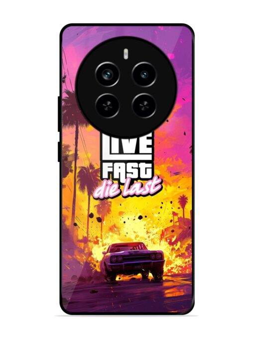 Live Fast Glossy Metal Phone Cover for Realme P1 Pro (5G) Zapvi