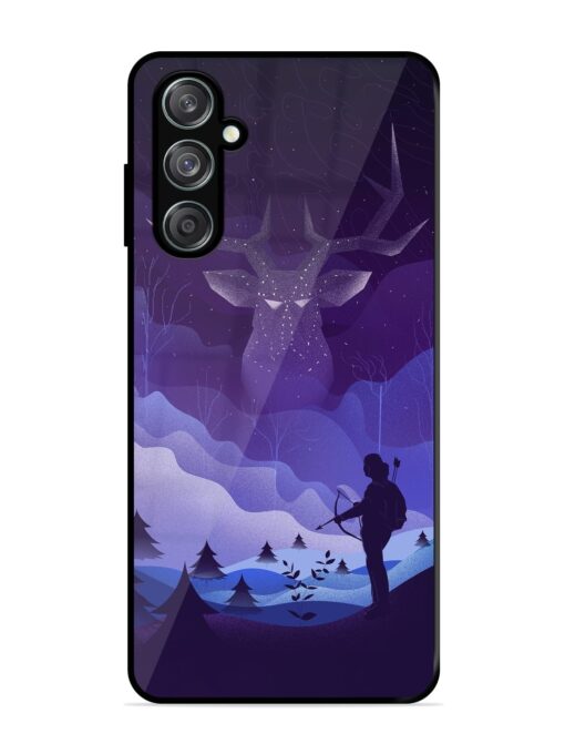 Deer Forest River Glossy Metal Phone Cover for Samsung Galaxy F15 (5G) Zapvi