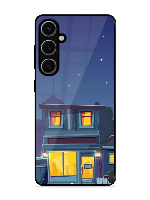 Vector Night House Glossy Metal Phone Cover for Samsung Galaxy S24 Plus (5G) Zapvi