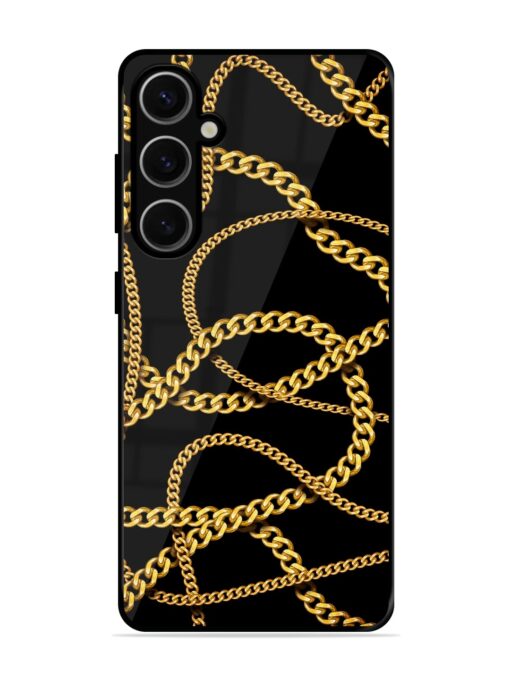 Decorative Golde Chain Glossy Metal Phone Cover for Samsung Galaxy S24 Plus (5G) Zapvi