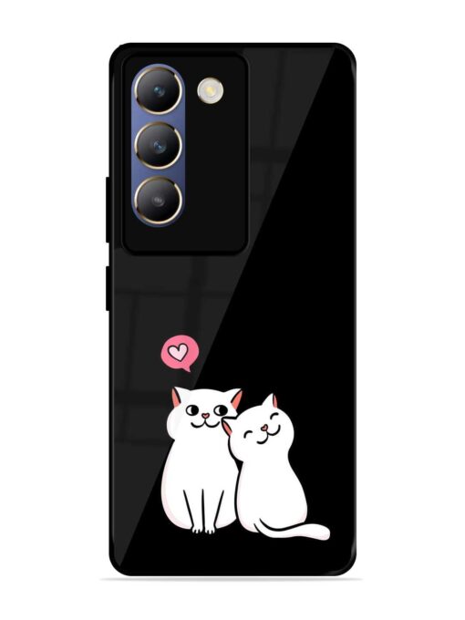 Cat Love Glossy Metal Phone Cover for Vivo T3 (5G) Zapvi