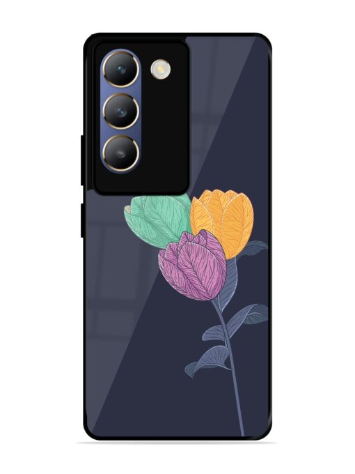 Flower Vector Glossy Metal Phone Cover for Vivo T3 (5G)