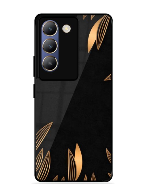 Golden Leaf Pattern Glossy Metal Phone Cover for Vivo T3 (5G)