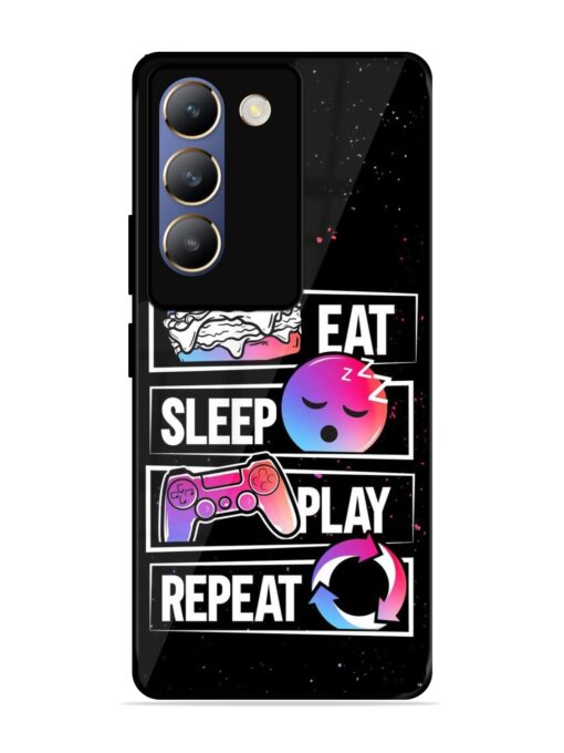 Eat Sleep Play Repeat Glossy Metal Phone Cover for Vivo T3 (5G) Zapvi