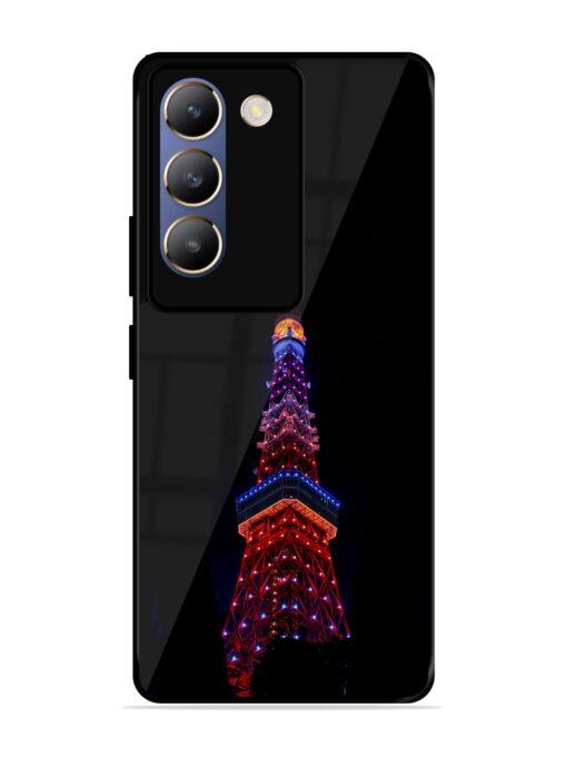 Eiffel Tower Night View Glossy Metal Phone Cover for Vivo T3 (5G) Zapvi