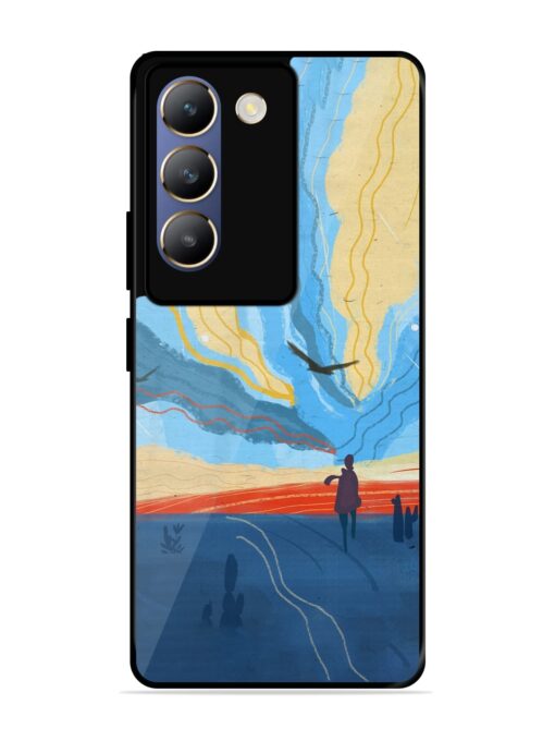 Minimal Abstract Landscape Glossy Metal Phone Cover for Vivo T3 (5G)