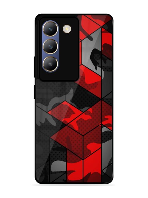 Royal Red Camouflage Pattern Glossy Metal Phone Cover for Vivo T3 (5G) Zapvi