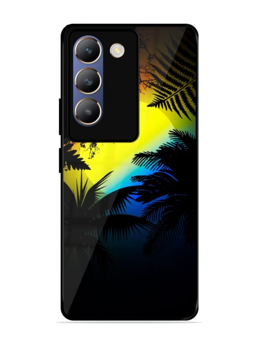 Colorful Sunset With Palm Trees Glossy Metal Phone Cover for Vivo T3 (5G) Zapvi