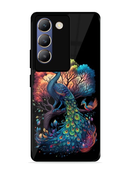 Peacock Tree Art Glossy Metal Phone Cover for Vivo T3 (5G)