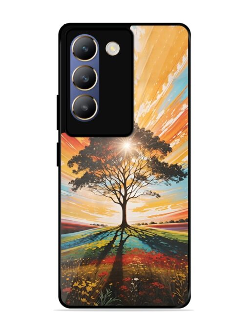 Abstract Tree Colorful Art Glossy Metal Phone Cover for Vivo T3 (5G)