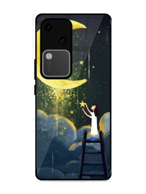 Moonlight Healing Night Illustration Glossy Metal TPU Phone Cover for Vivo V30 (5G)