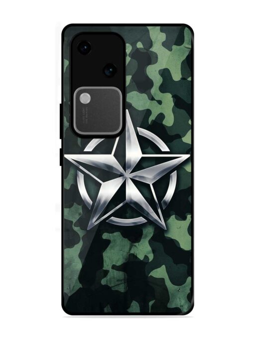 Indian Army Star Design Glossy Metal Phone Cover for Vivo V30 (5G)