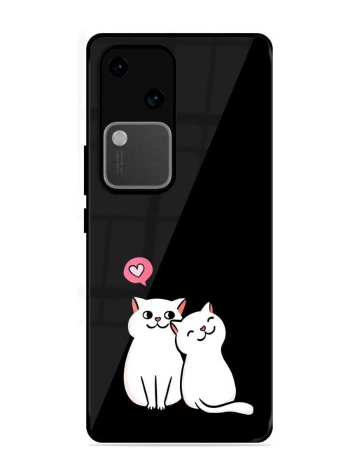 Cat Love Glossy Metal Phone Cover for Vivo V30 (5G)