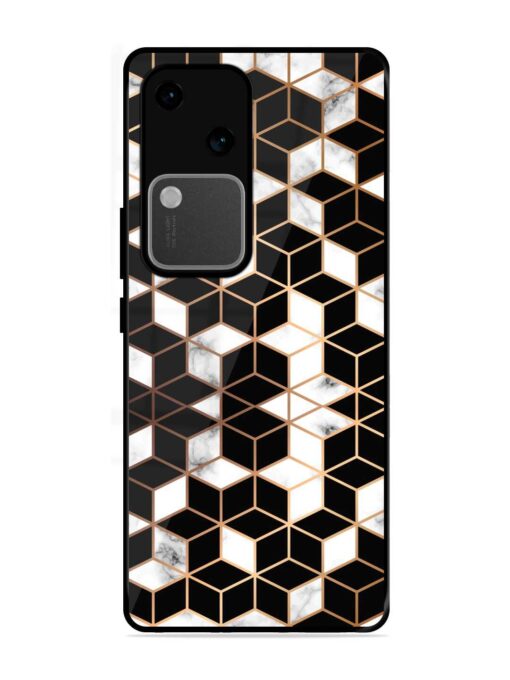 Vector Marble Texture Glossy Metal Phone Cover for Vivo V30 (5G)