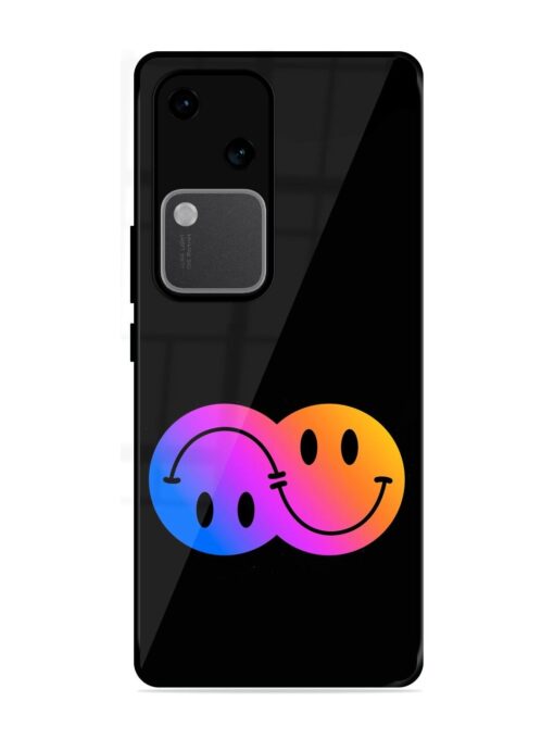 Gradient Smile Art Glossy Metal TPU Phone Cover for Vivo V30 (5G)