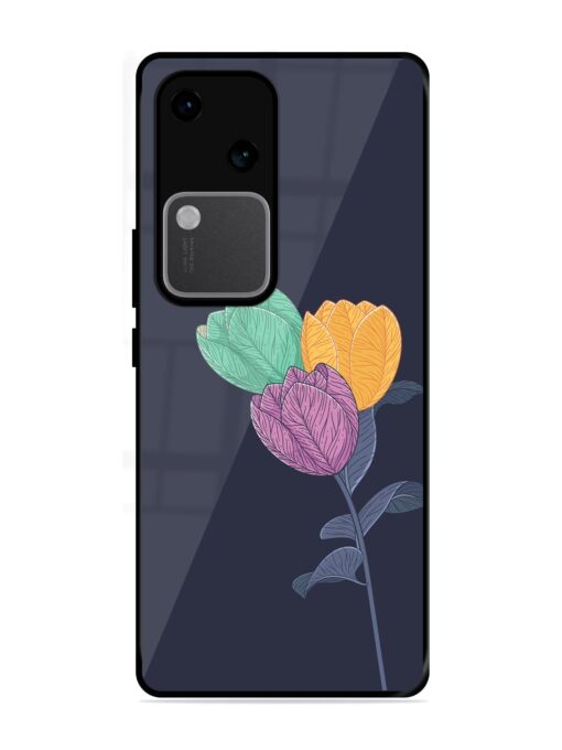 Flower Vector Glossy Metal Phone Cover for Vivo V30 (5G)