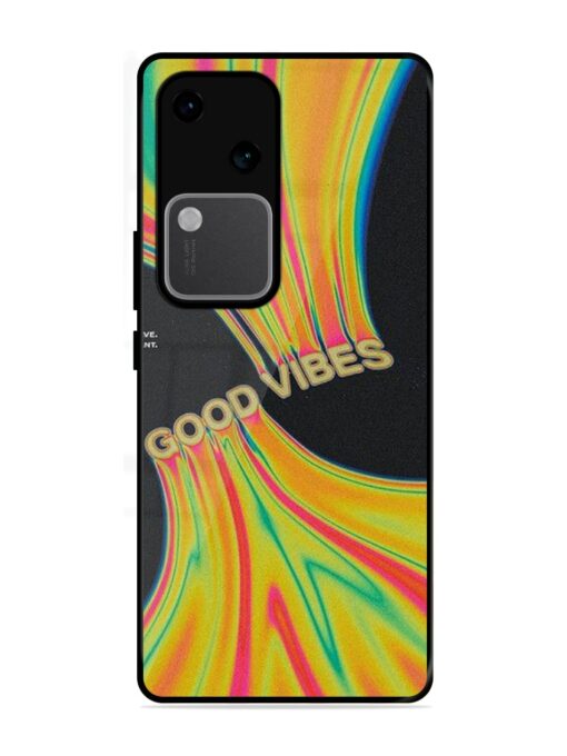 Good Vibes Glossy Metal Phone Cover for Vivo V30 (5G)